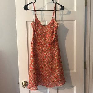 Patterned mini dress with caged back